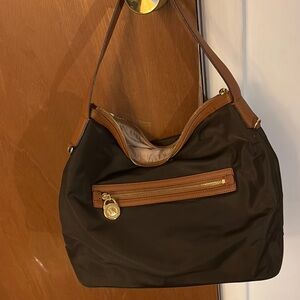 Brown Hobo Bag with Slouchy Shape and Textured Material